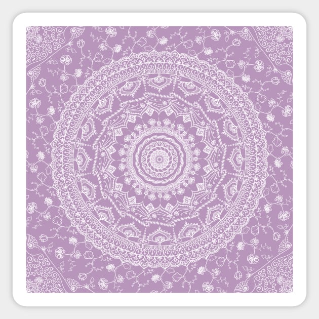 Secret garden mandala in pale lavender Sticker by MariaMahar